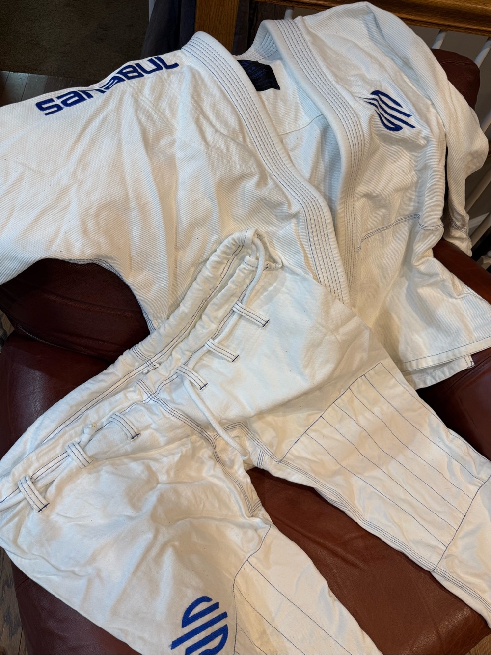 White Brazilian Jiu-Jitsu Gi Pants and Top- Sanabul